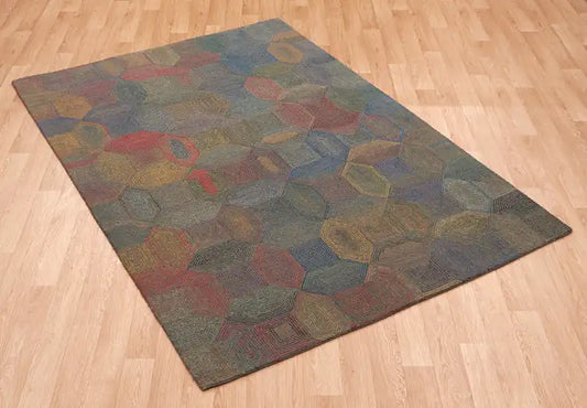 Asiatic camden grey multi Multicoloured Living Room Geometric Rug.
