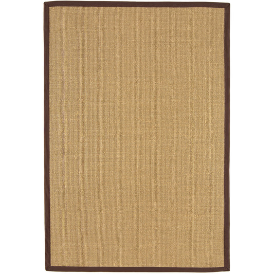 Sisal Plain Rugs in Linen with Chocolate Brown Border