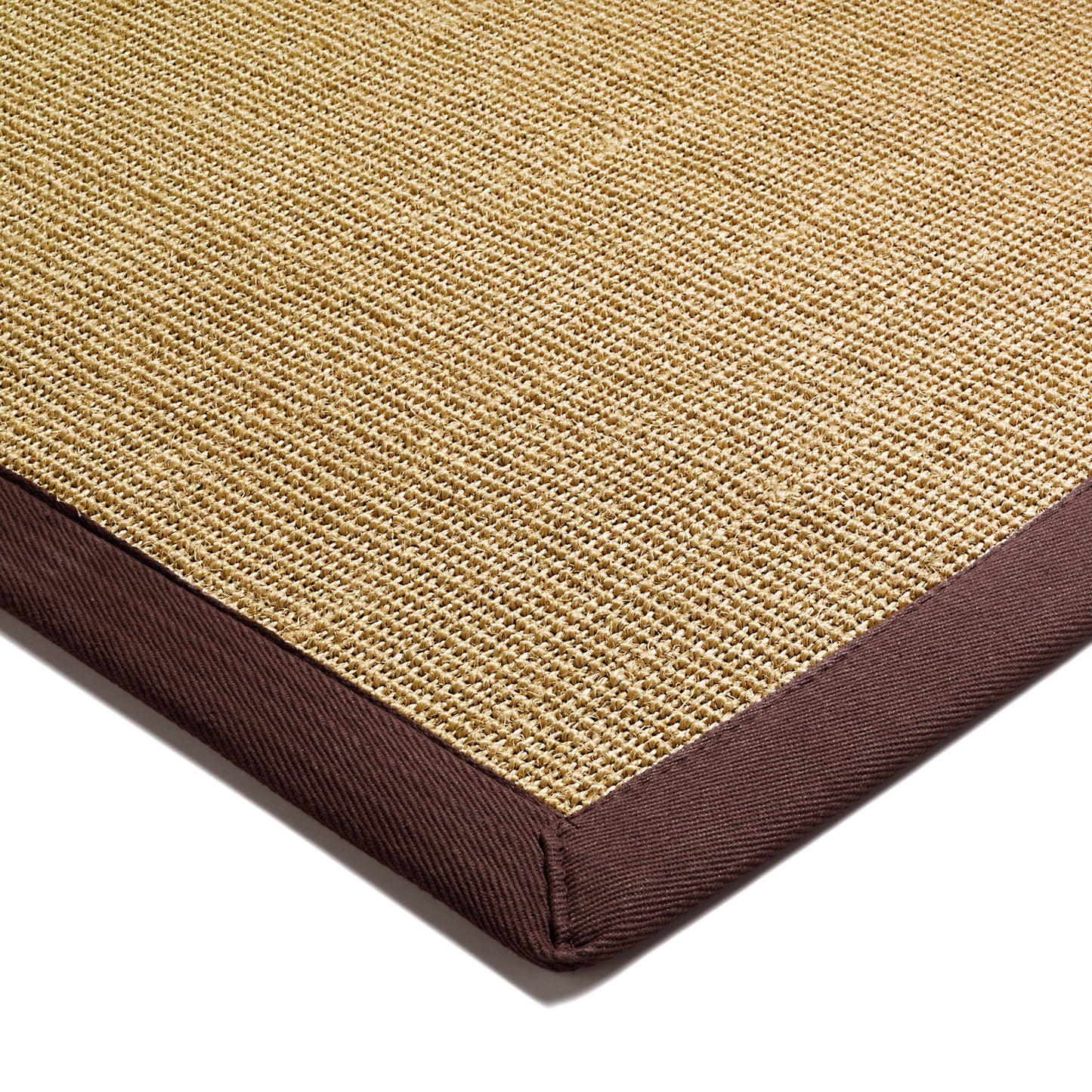 Sisal Plain Rugs in Linen with Chocolate Brown Border