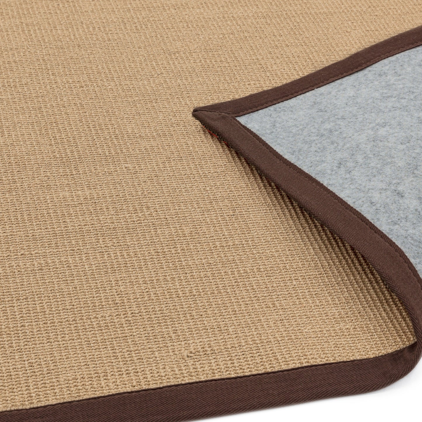 Sisal Plain Rugs in Linen with Chocolate Brown Border