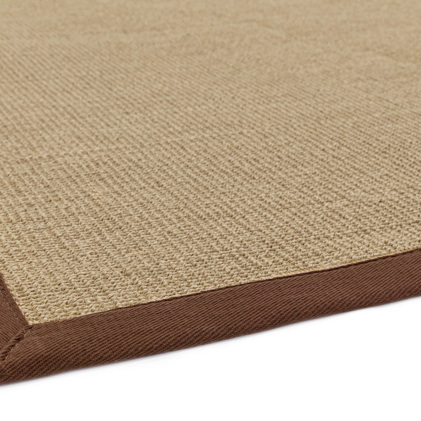 Sisal Plain Rugs in Linen with Chocolate Brown Border