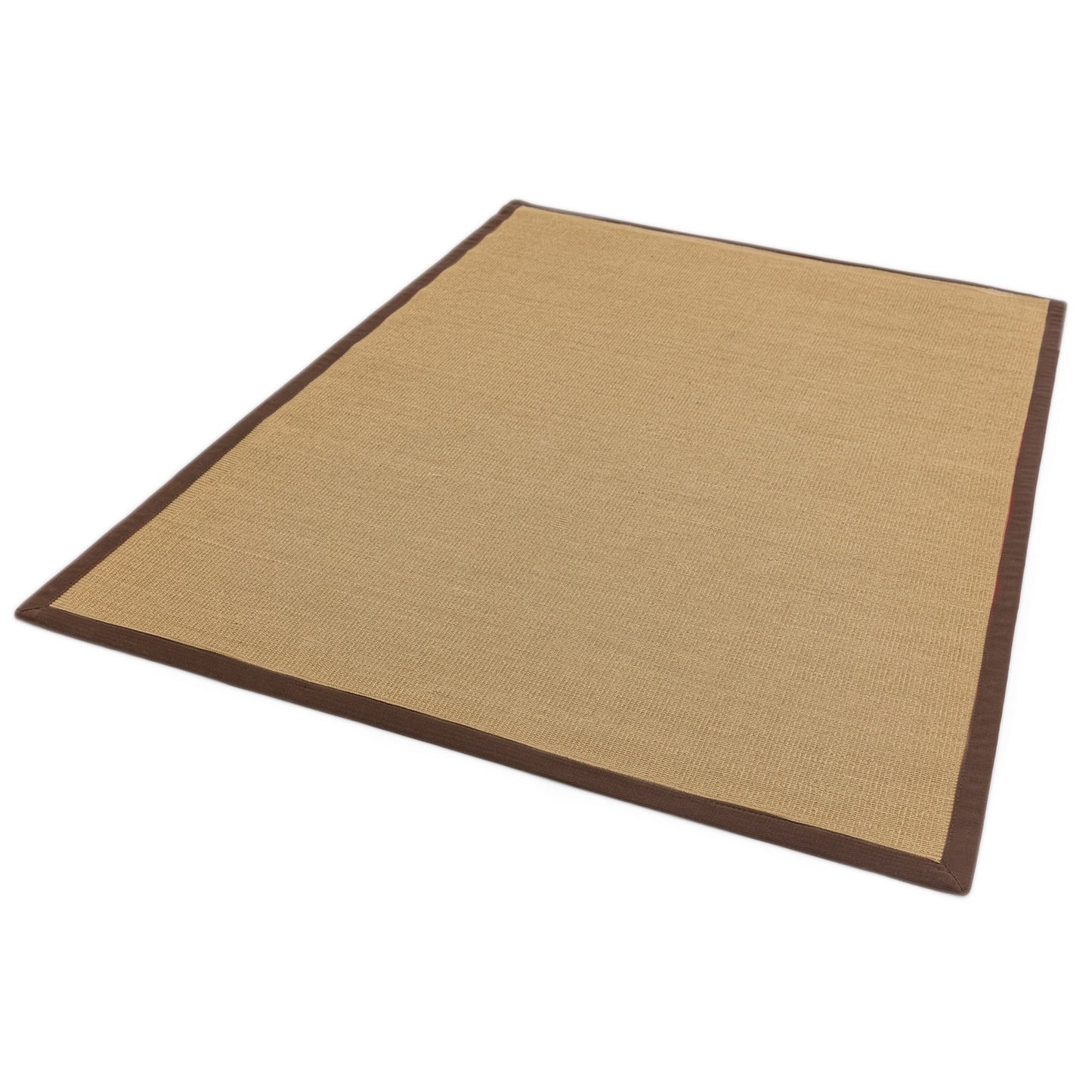Sisal Plain Rugs in Linen with Chocolate Brown Border