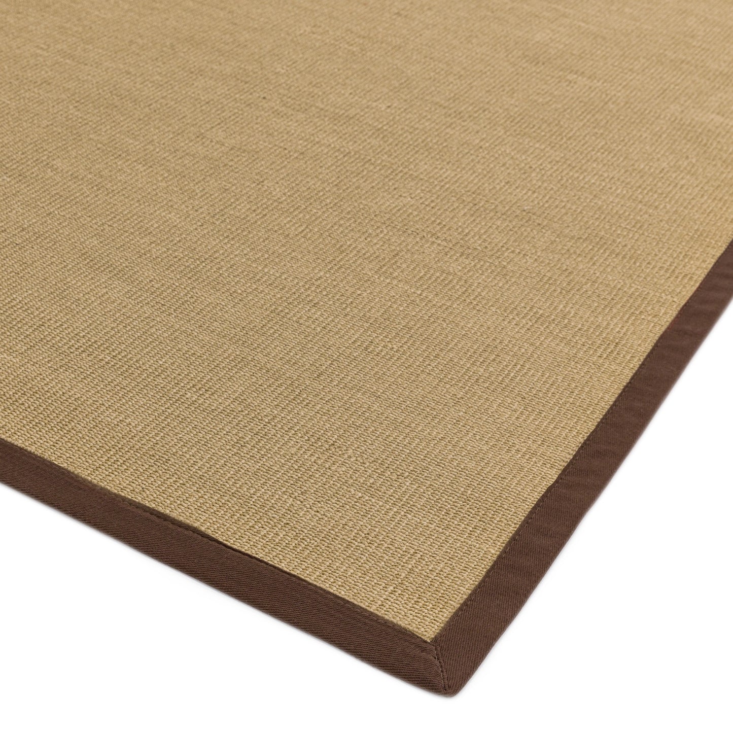 Sisal Plain Rugs in Linen with Chocolate Brown Border