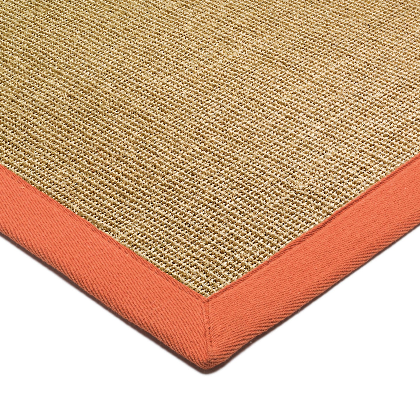 Sisal Plain Rugs in Linen with an Orange Border