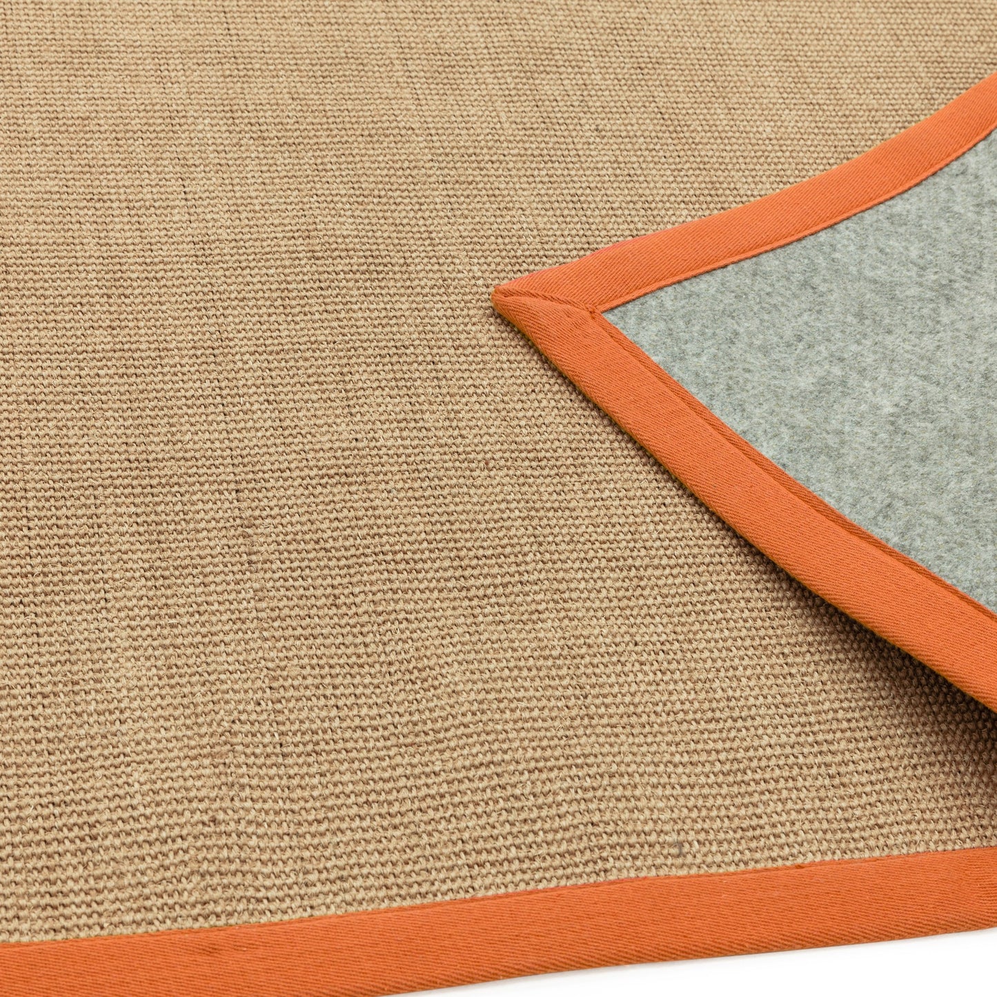 Sisal Plain Rugs in Linen with an Orange Border
