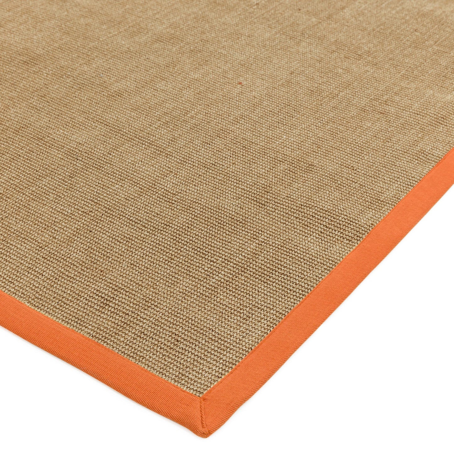 Sisal Plain Rugs in Linen with an Orange Border