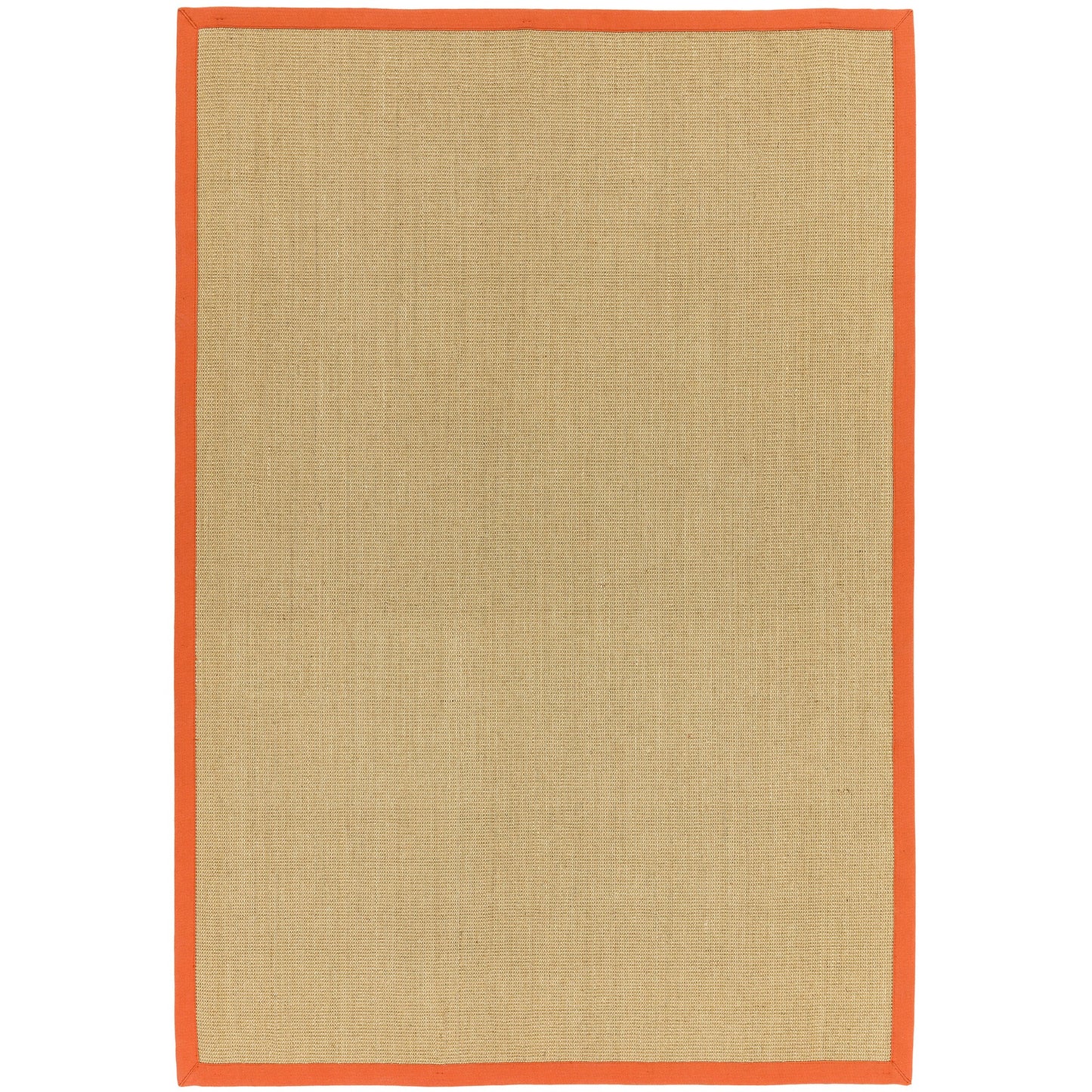 Sisal Plain Rugs in Linen with an Orange Border
