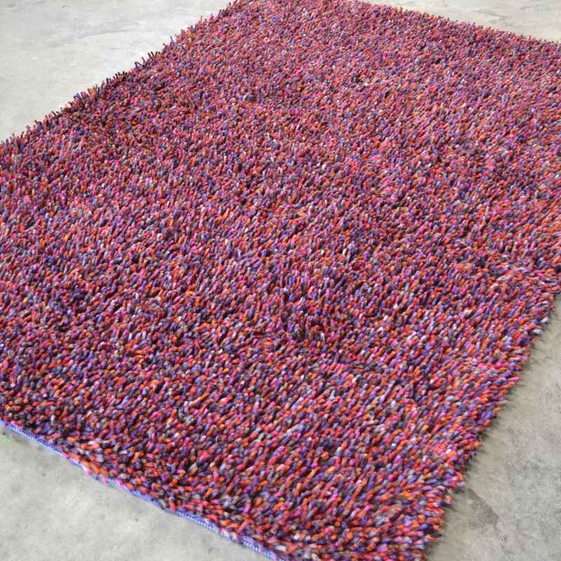 Brink and Campman Rocks Mix Shaggy Wool Rugs 70400 Magenta