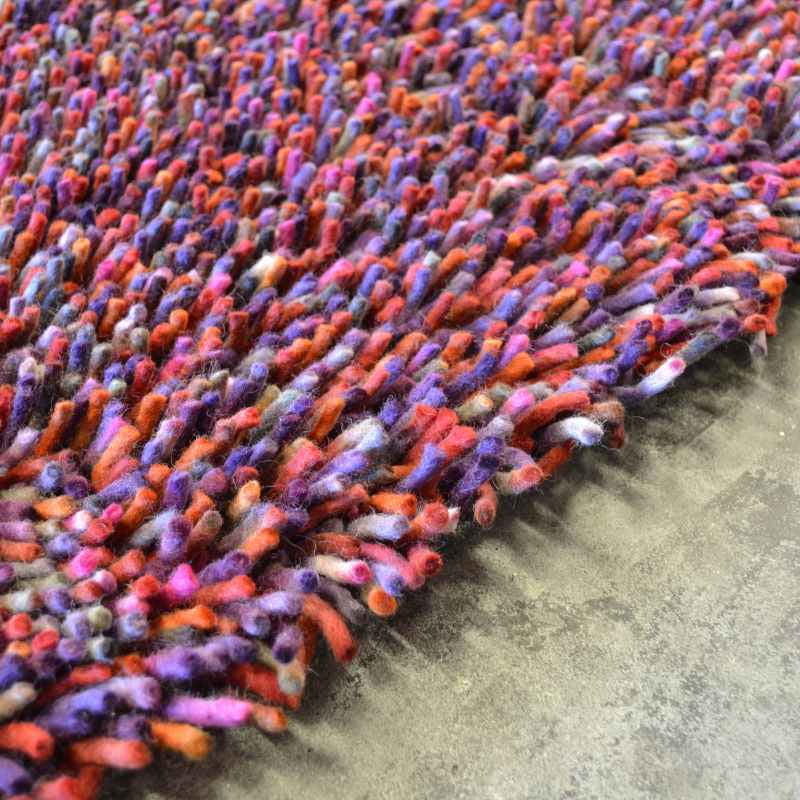 Brink and Campman Rocks Mix Shaggy Wool Rugs 70400 Magenta