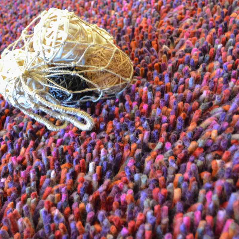 Brink and Campman Rocks Mix Shaggy Wool Rugs 70400 Magenta