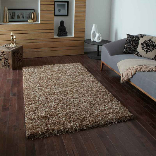 Vista Soft Shaggy Plain Rugs 3547 Beige