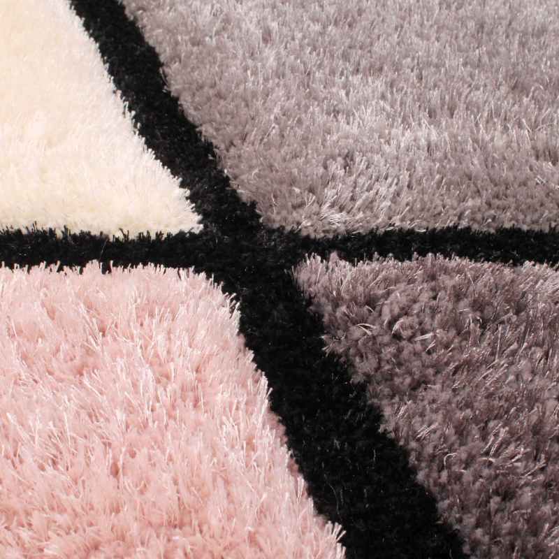 3D Carved Geometric Diamond Rugs in Blush Pink