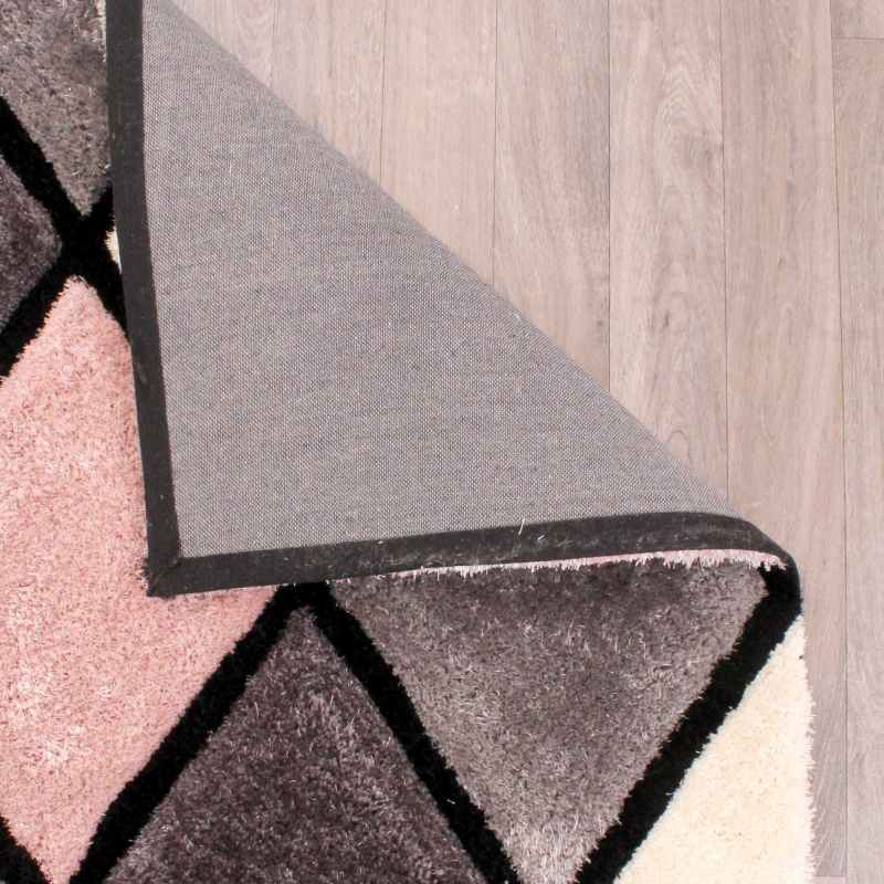 3D Carved Geometric Diamond Rugs in Blush Pink