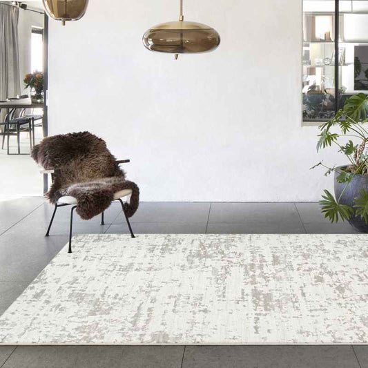 Geo Modern Abstract Textured Rugs in 410007 6121 Cream