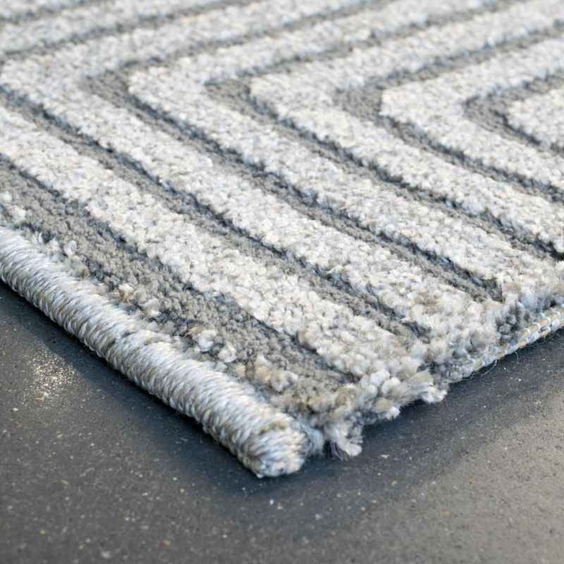 Geometric Modern Textured Rugs in 410009 7131 Grey