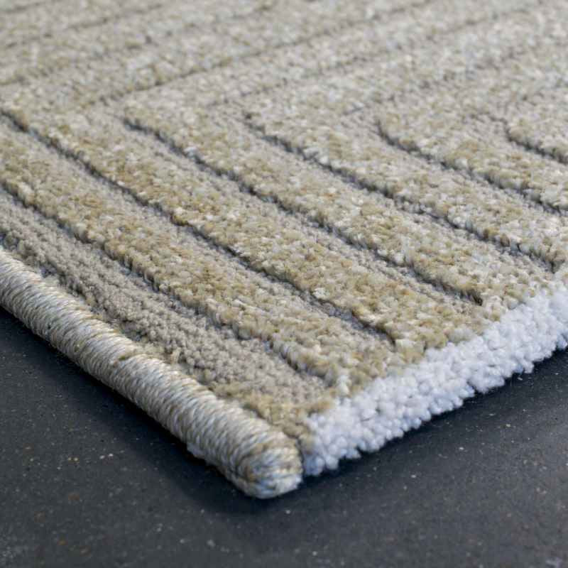Geometric Modern Textured Rugs in 410009 9191 Gold Beige