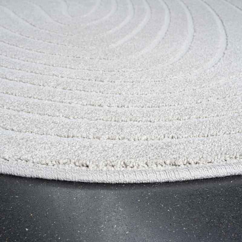 Geo 41064 6161 Swirl Pebble Shape Rugs in Cream White