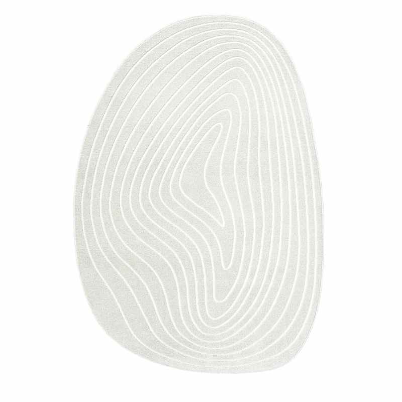 Geo 41064 6161 Swirl Pebble Shape Rugs in Cream White