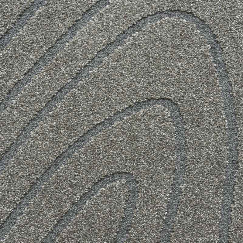Geo 41064 7131 Swirl Pebble Shape Textured Rugs in Grey