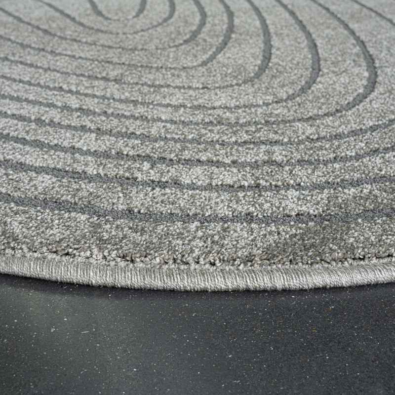 Geo 41064 7131 Swirl Pebble Shape Textured Rugs in Grey