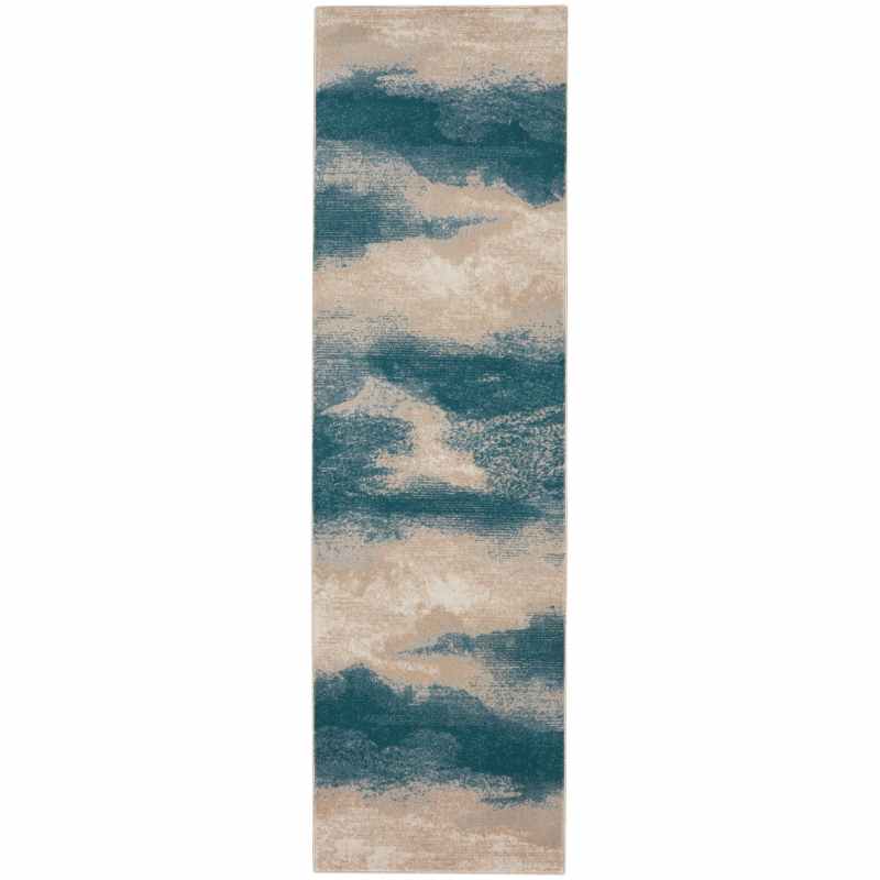 Maxell Abstract Runner Rugs MAE06 by Nourison in Ivory Teal