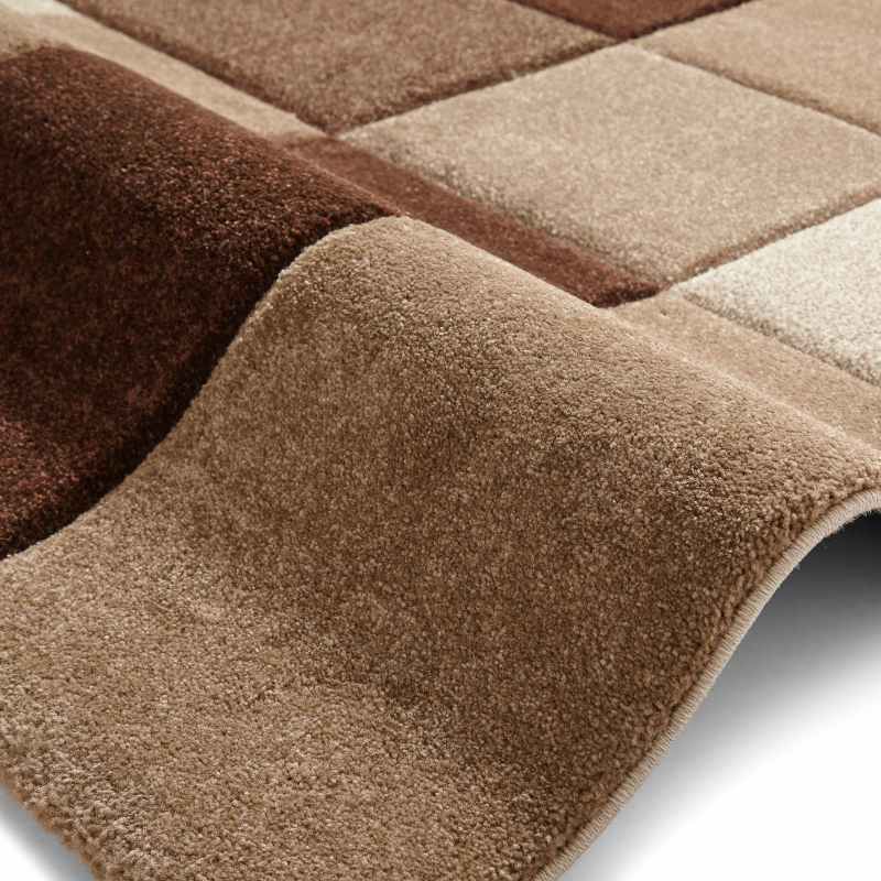Brooklyn 646 Modern Rugs in Squares of Beige and Brown