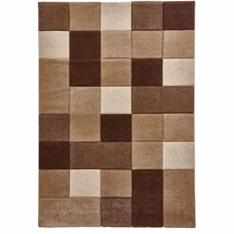 Brooklyn 646 Modern Rugs in Squares of Beige and Brown