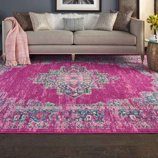 Passion Traditional Medallion Persian Rugs PSN03 in Fuchsia