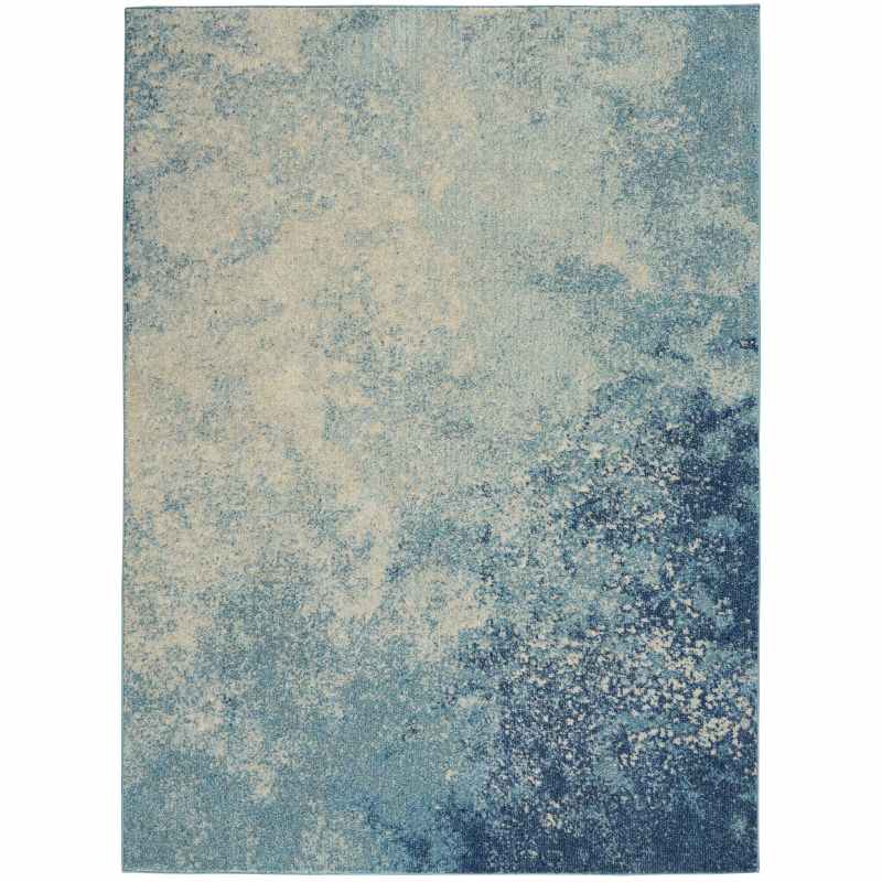 Passion PSN10 Abstract Modern Rugs in Navy Light Blue