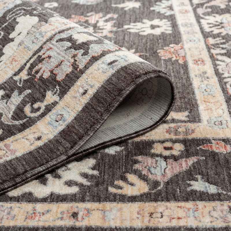 Alia 428GL Traditional Border Rugs in Anthra Sand