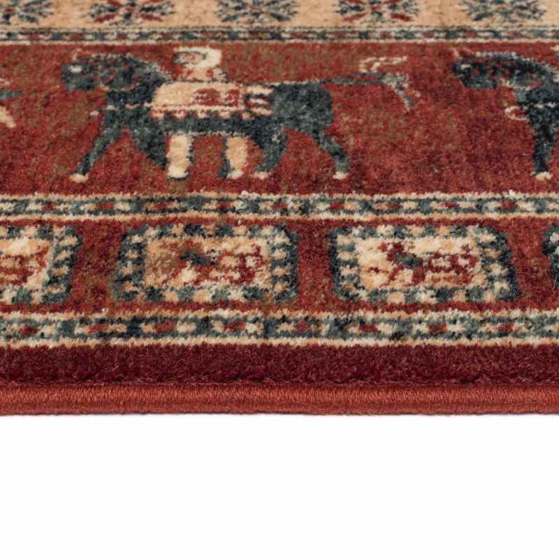 Royal Kashqai Traditional Bordered Wool Rugs in 4301 300 in Brick Red