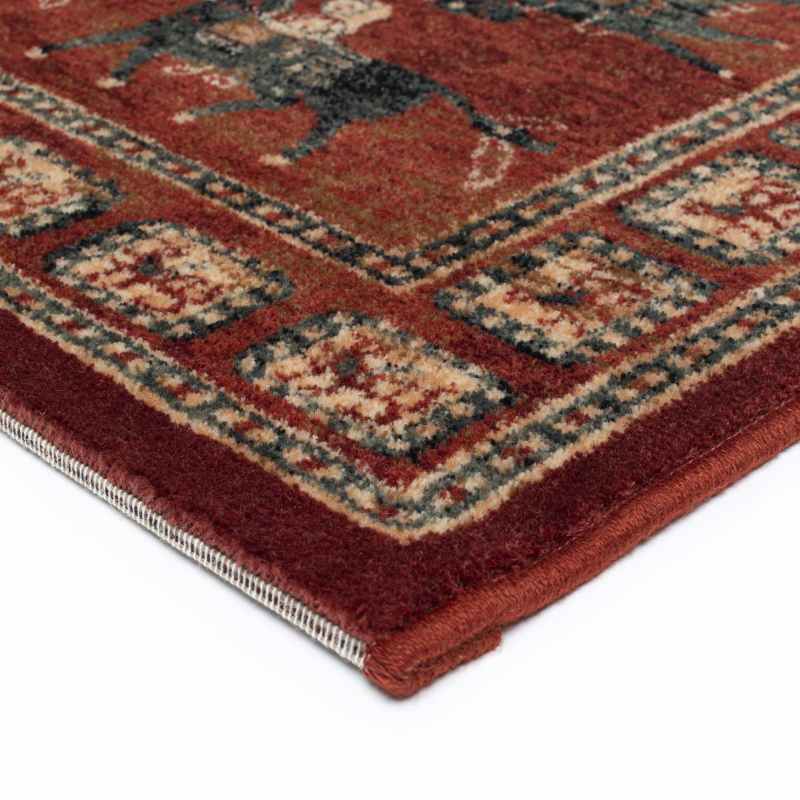 Royal Kashqai Traditional Bordered Wool Rugs in 4301 300 in Brick Red