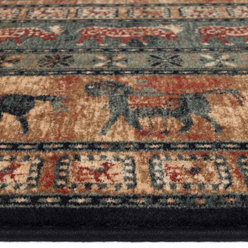 Royal Kashqai Traditional Bordered Wool Rugs in 4301 500 Navy Blue