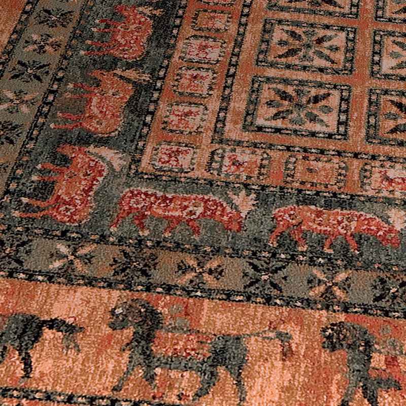 Royal Kashqai Traditional Bordered Wool Rugs in 4301 500 Navy Blue