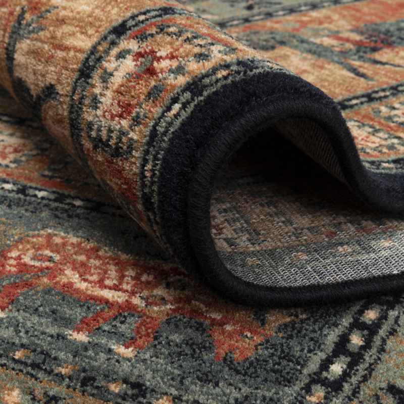 Royal Kashqai Traditional Bordered Wool Rugs in 4301 500 Navy Blue