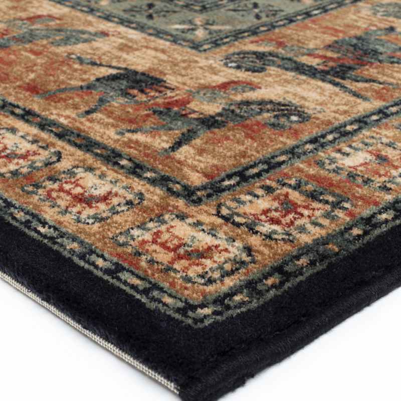 Royal Kashqai Traditional Bordered Wool Rugs in 4301 500 Navy Blue