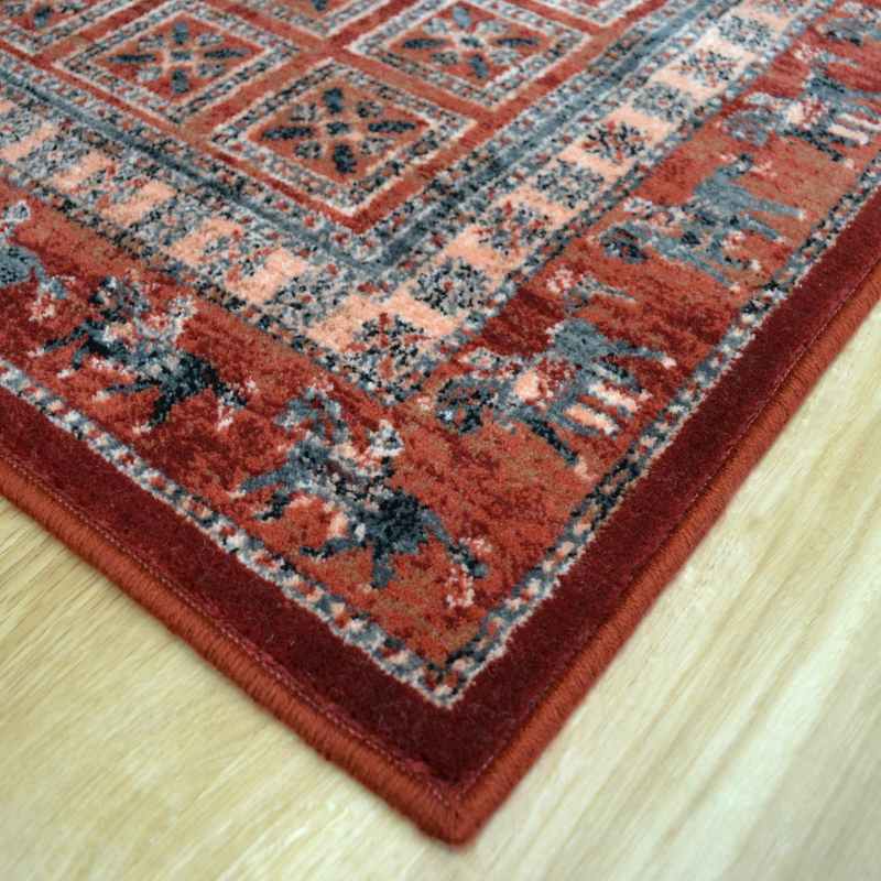Royal Kashqai Traditional Wool Runner Rugs 4301 300 Brick Red