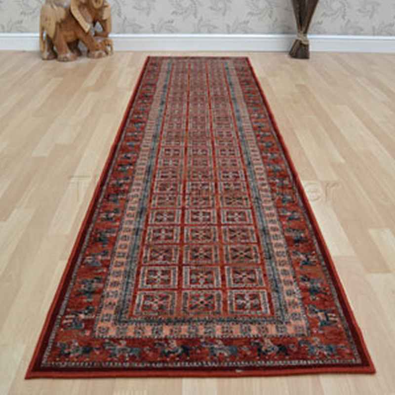 Royal Kashqai Traditional Wool Runner Rugs 4301 300 Brick Red