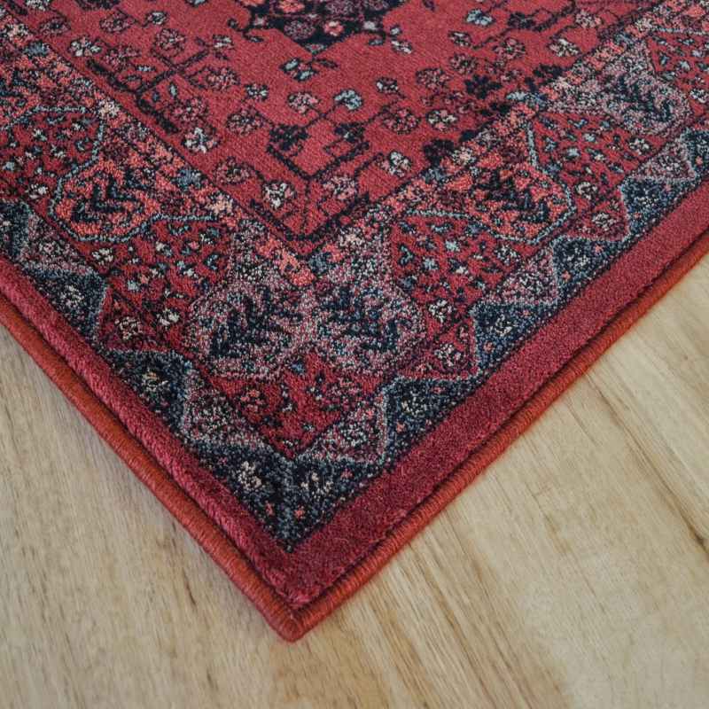 Royal Kashqai Traditional Wool Hallway Runner Rugs 4302 300 in Red