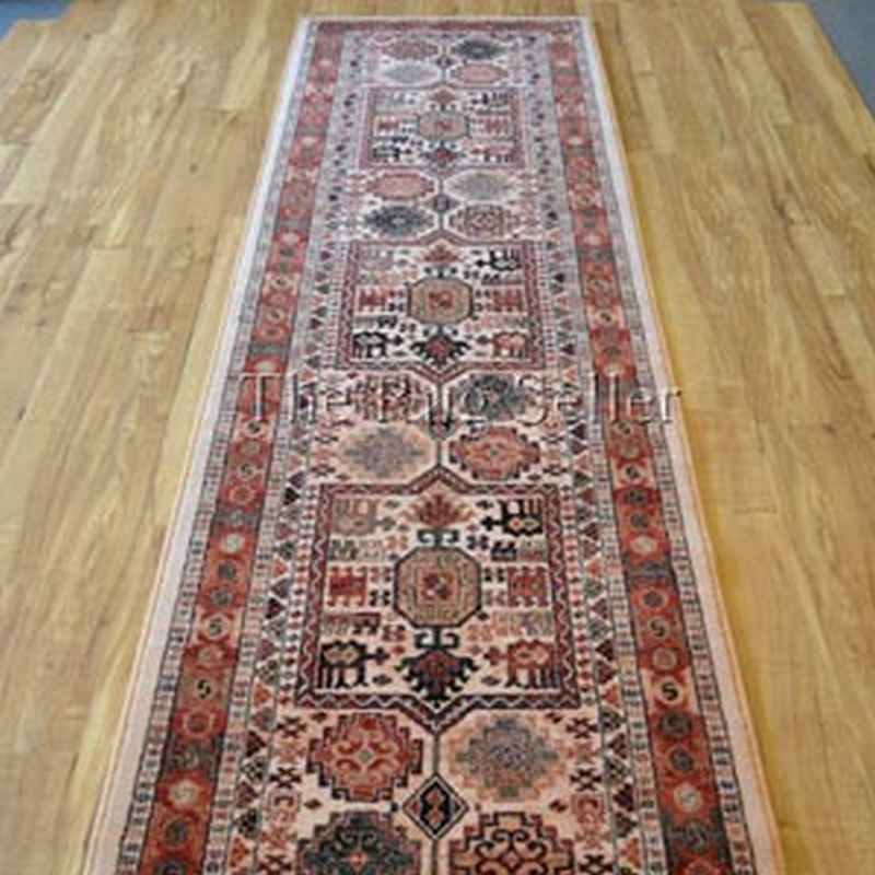 Royal Kashqai Traditional Wool Runner Rugs 4306 100 Cream Brick