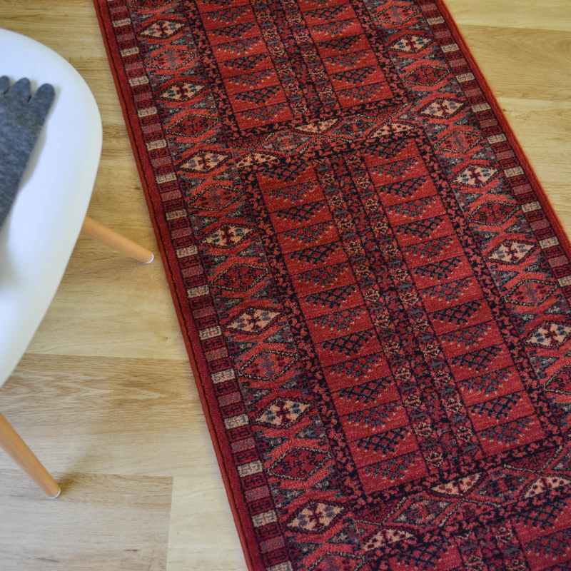Royal Kashqai Traditional Wool Hallway Runner Rugs 4346 300 in Red