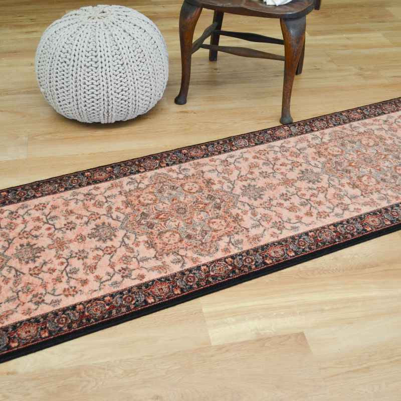 Royal Kashqai Traditional Wool Runner Rugs 4354 102 in Pink and Black
