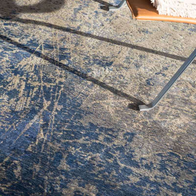 Louis De Poortere Modern Abstract Mad Men Cracks 8629 Rug in Abyss Blue