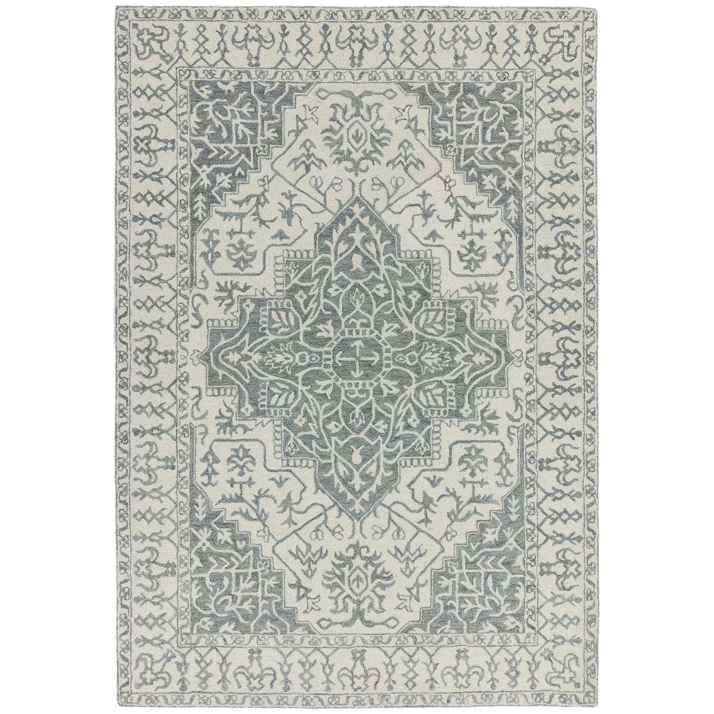 Bronte Traditional Wool Rugs in Silver and Grey