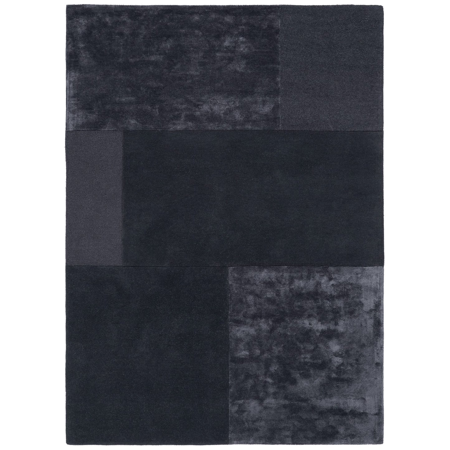 Tate Tonal Textures Geometric Wool Rugs in Charcoal Grey