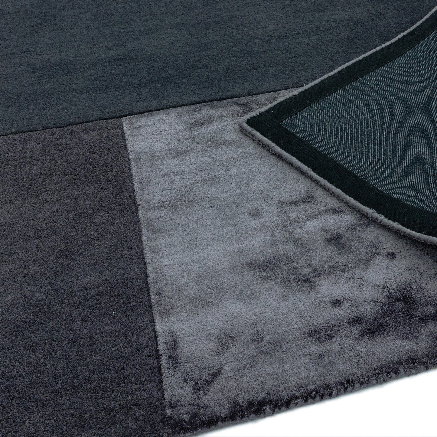 Tate Tonal Textures Geometric Wool Rugs in Charcoal Grey