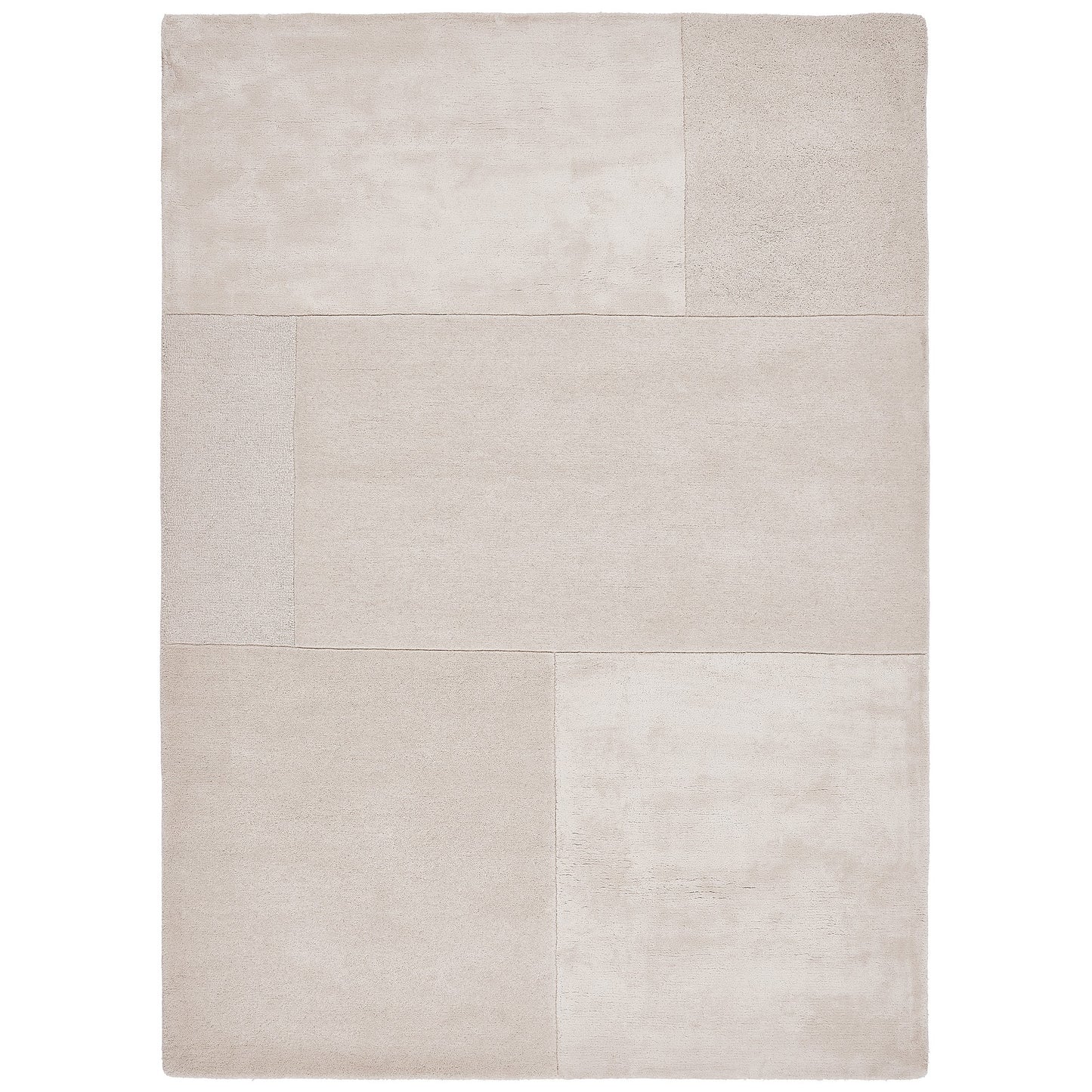 Tate Tonal Textures Geometric Wool Rugs in Ivory White