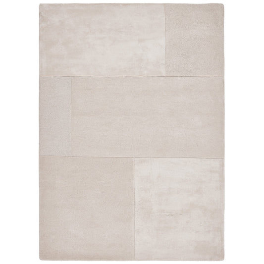 Tate Tonal Textures Geometric Wool Rugs in Ivory White