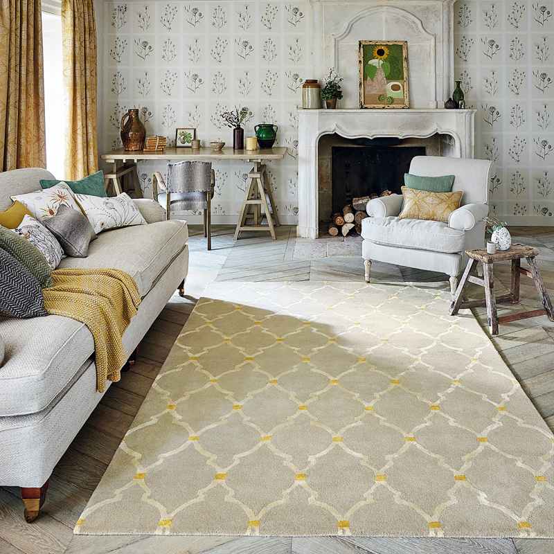 Empire Trellis Modern Pattern Rugs in Stone 45501 by Sanderson