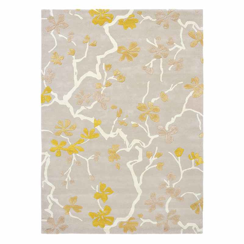 Anthea 47106 Floral Designer Rugs in Saffron Beige by Sanderson